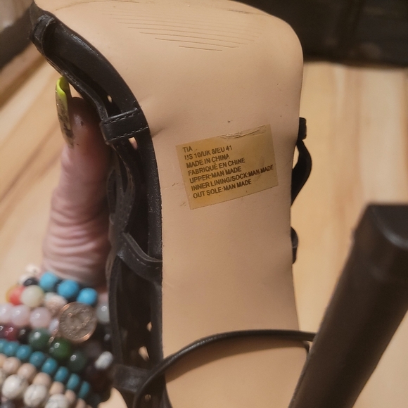 NWOT Black Tia Caged Heeled Sandal High Heels - Picture 12 of 12